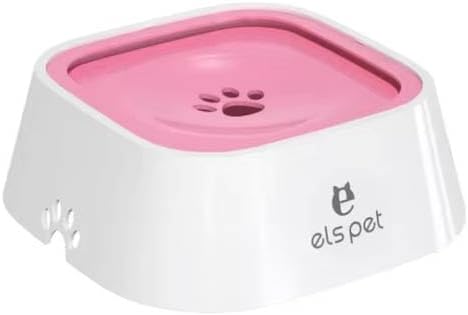 Bol Flottant Anti-débordement 1L pour Chats, Gamelle Chien, Bol étanche Anti-déversement, Récipient Nourriture et Eau (Rose)