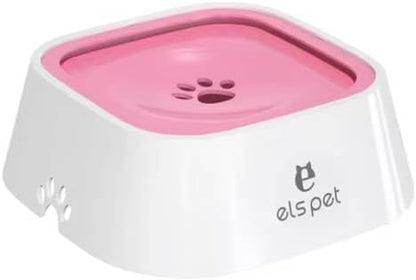 Bol Flottant Anti-débordement 1L pour Chats, Gamelle Chien, Bol étanche Anti-déversement, Récipient Nourriture et Eau (Rose)