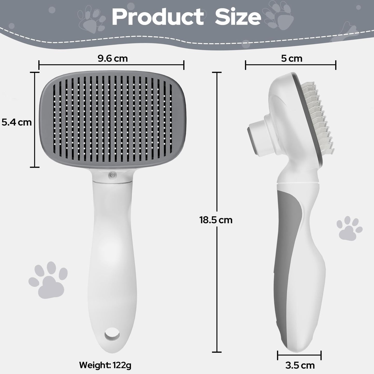 Zivacate Brosse Chat Brosse Chien, Idéale pour Poils Longs et Courts, Épilation en Un Clic, Autonettoyante, Élimine les Poils Morts, Manche Antidérapant, Accessoires Animaux - Rose-Blanc