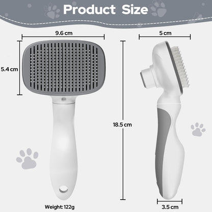 Zivacate Brosse Chat Brosse Chien, Idéale pour Poils Longs et Courts, Épilation en Un Clic, Autonettoyante, Élimine les Poils Morts, Manche Antidérapant, Accessoires Animaux - Rose-Blanc