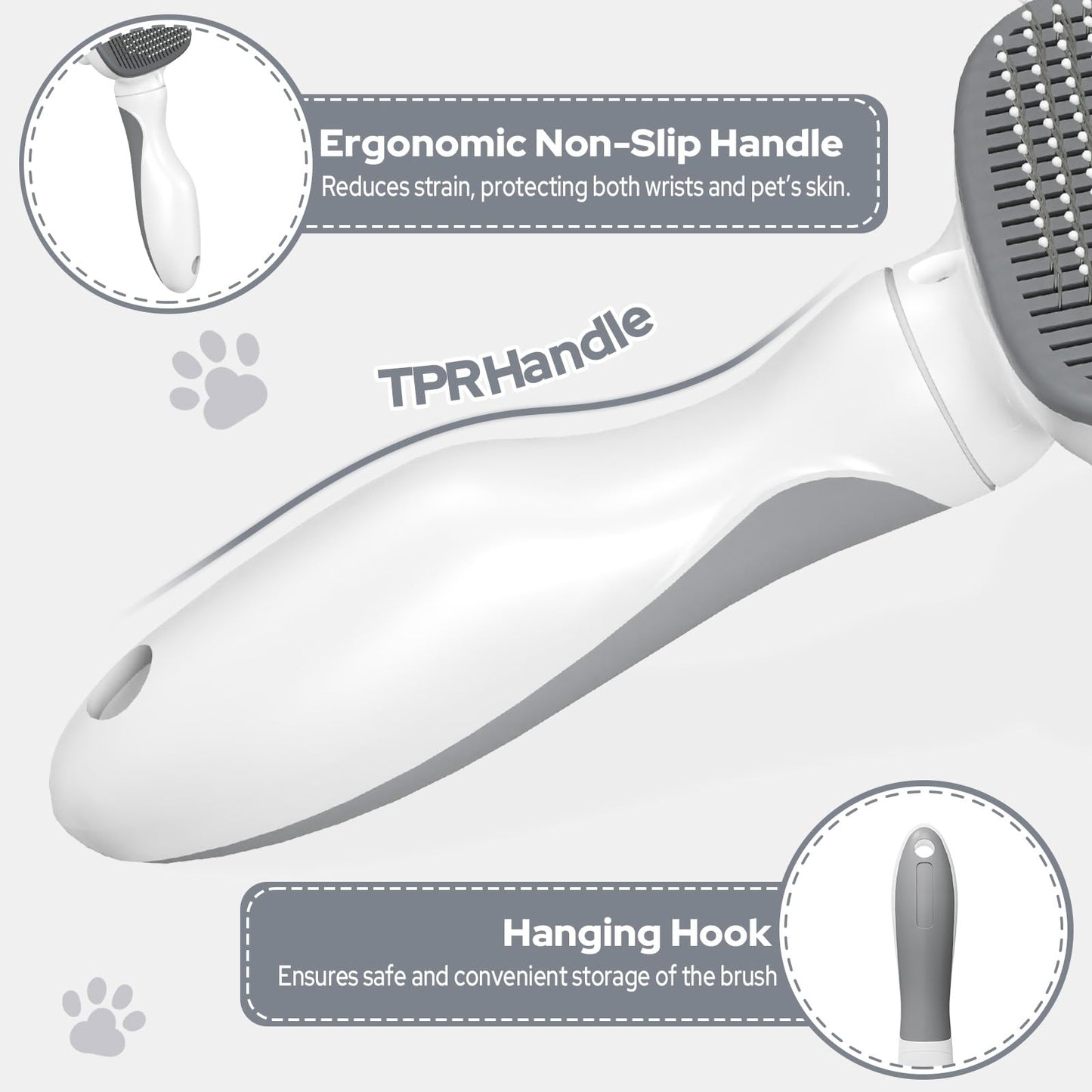 Zivacate Brosse Chat Brosse Chien, Idéale pour Poils Longs et Courts, Épilation en Un Clic, Autonettoyante, Élimine les Poils Morts, Manche Antidérapant, Accessoires Animaux - Rose-Blanc