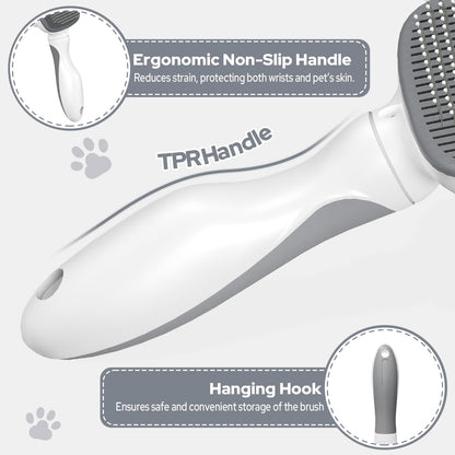 Zivacate Brosse Chat Brosse Chien, Idéale pour Poils Longs et Courts, Épilation en Un Clic, Autonettoyante, Élimine les Poils Morts, Manche Antidérapant, Accessoires Animaux - Rose-Blanc