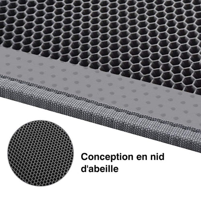 Pieviev Tapis Litière Chat, 61x38cm Tapis Sortie Bac Litiere Chat | Double Couche Alvéolée, Imperméable, Ramasse & Piège le Sable, Cat Litter Mat, Noir