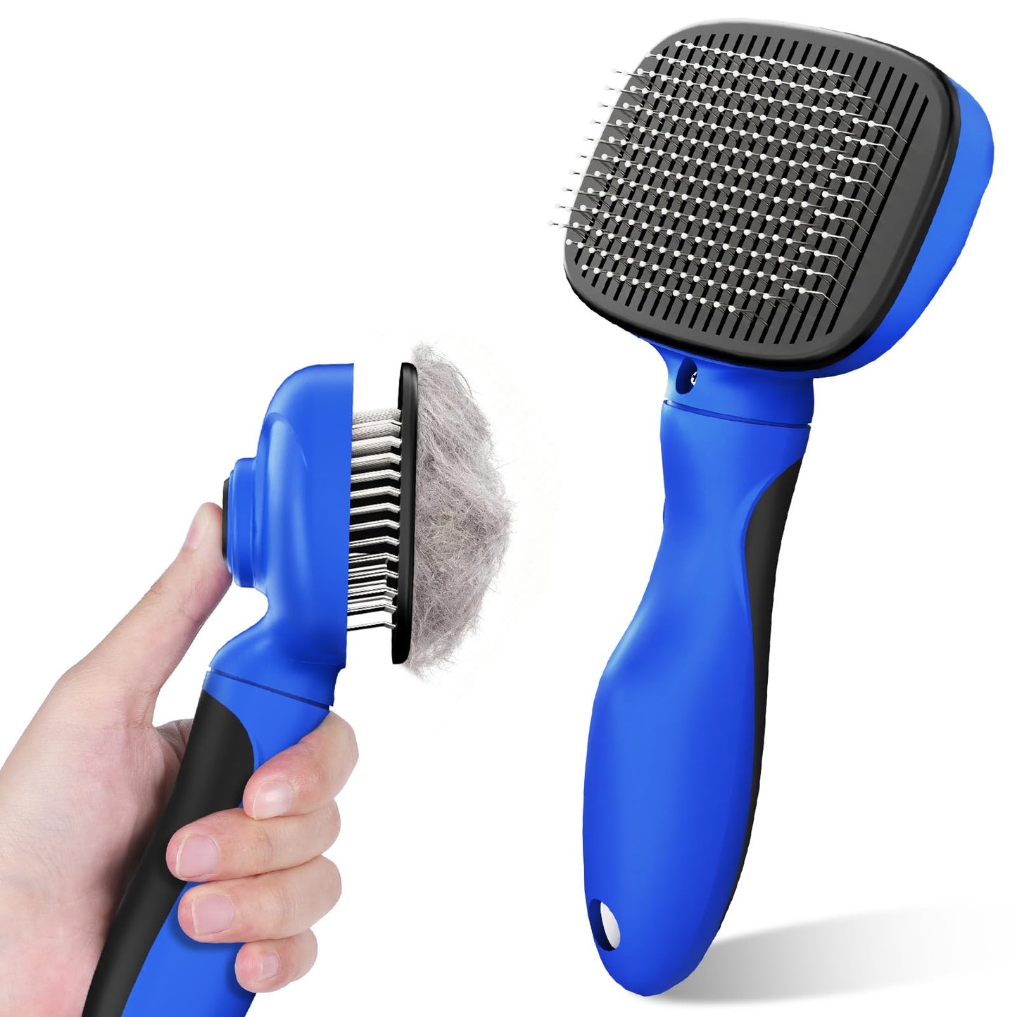 Zivacate Brosse Chat Brosse Chien, Idéale pour Poils Longs et Courts, Épilation en Un Clic, Autonettoyante, Élimine les Poils Morts, Manche Antidérapant, Accessoires Animaux - Rose-Blanc