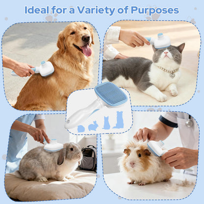 Zivacate Brosse Chat Brosse Chien, Idéale pour Poils Longs et Courts, Épilation en Un Clic, Autonettoyante, Élimine les Poils Morts, Manche Antidérapant, Accessoires Animaux - Rose-Blanc