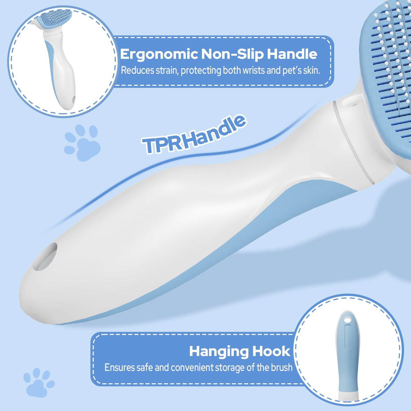 Zivacate Brosse Chat Brosse Chien, Idéale pour Poils Longs et Courts, Épilation en Un Clic, Autonettoyante, Élimine les Poils Morts, Manche Antidérapant, Accessoires Animaux - Rose-Blanc