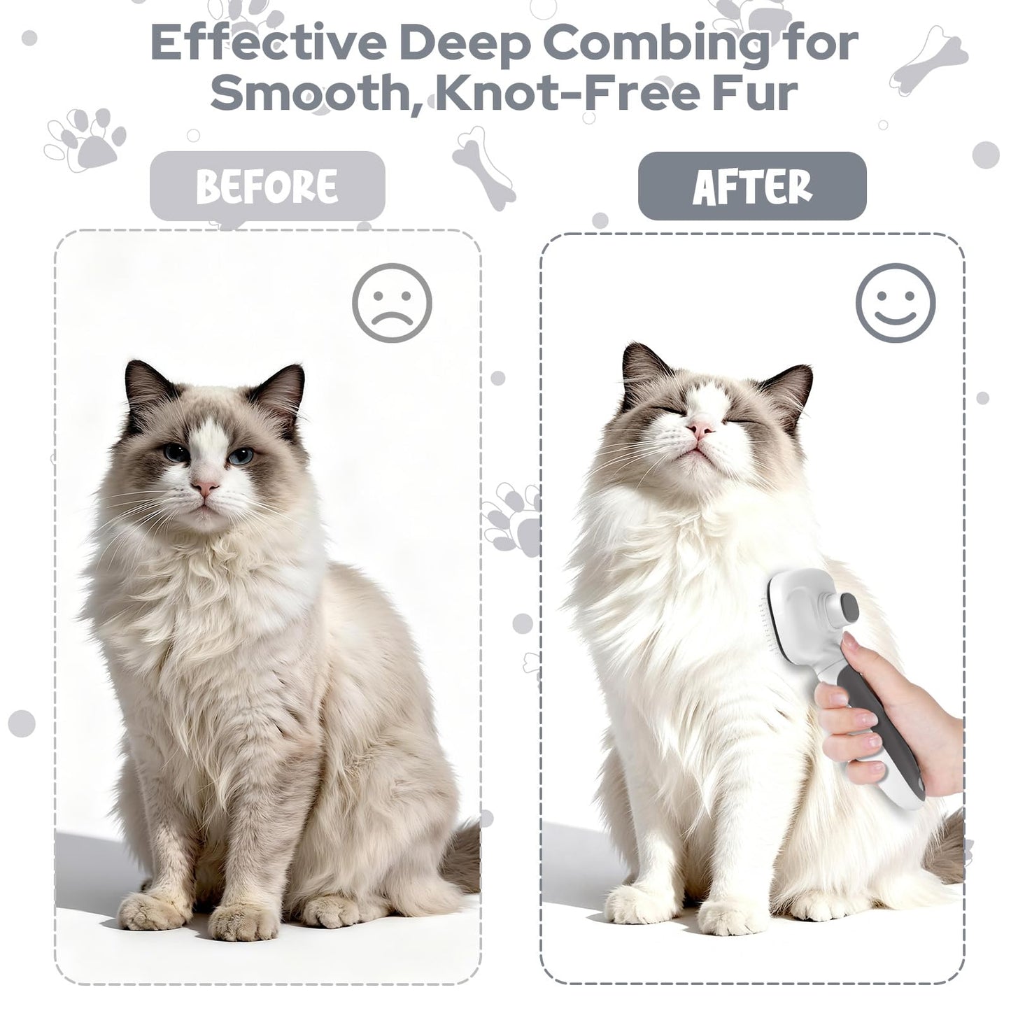 Zivacate Brosse Chat Brosse Chien, Idéale pour Poils Longs et Courts, Épilation en Un Clic, Autonettoyante, Élimine les Poils Morts, Manche Antidérapant, Accessoires Animaux - Rose-Blanc