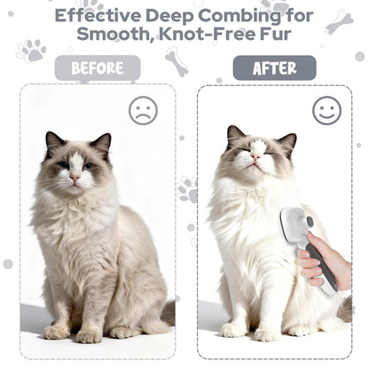 Zivacate Brosse Chat Brosse Chien, Idéale pour Poils Longs et Courts, Épilation en Un Clic, Autonettoyante, Élimine les Poils Morts, Manche Antidérapant, Accessoires Animaux - Rose-Blanc