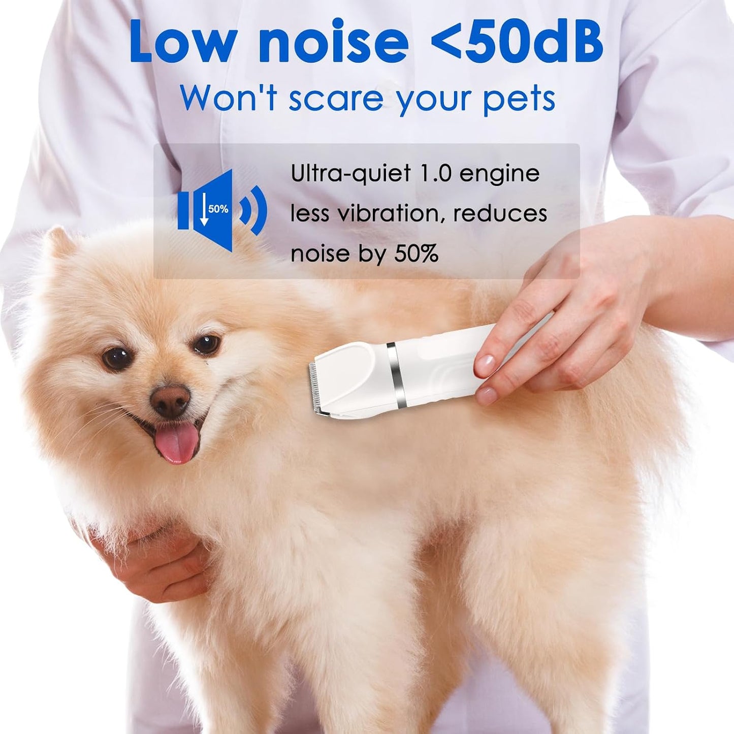 4 en 1 Tondeuse pour Chien, Tondeuse de Pattes pour Chat Rasoir Tondeuse Sans Fil pour Chiens, Chats, Poils Longs,Pattes, Yeux, Oreilles, Visage, Corps