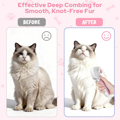 Zivacate Brosse Chat Brosse Chien, Idéale pour Poils Longs et Courts, Épilation en Un Clic, Autonettoyante, Élimine les Poils Morts, Manche Antidérapant, Accessoires Animaux - Rose-Blanc