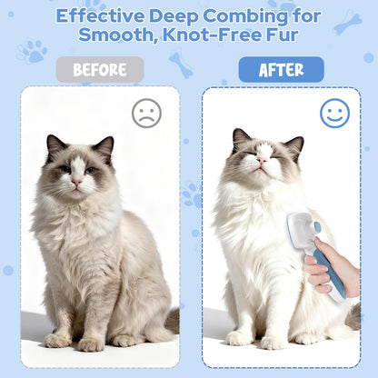 Zivacate Brosse Chat Brosse Chien, Idéale pour Poils Longs et Courts, Épilation en Un Clic, Autonettoyante, Élimine les Poils Morts, Manche Antidérapant, Accessoires Animaux - Rose-Blanc