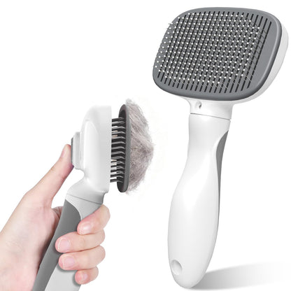 Zivacate Brosse Chat Brosse Chien, Idéale pour Poils Longs et Courts, Épilation en Un Clic, Autonettoyante, Élimine les Poils Morts, Manche Antidérapant, Accessoires Animaux - Rose-Blanc