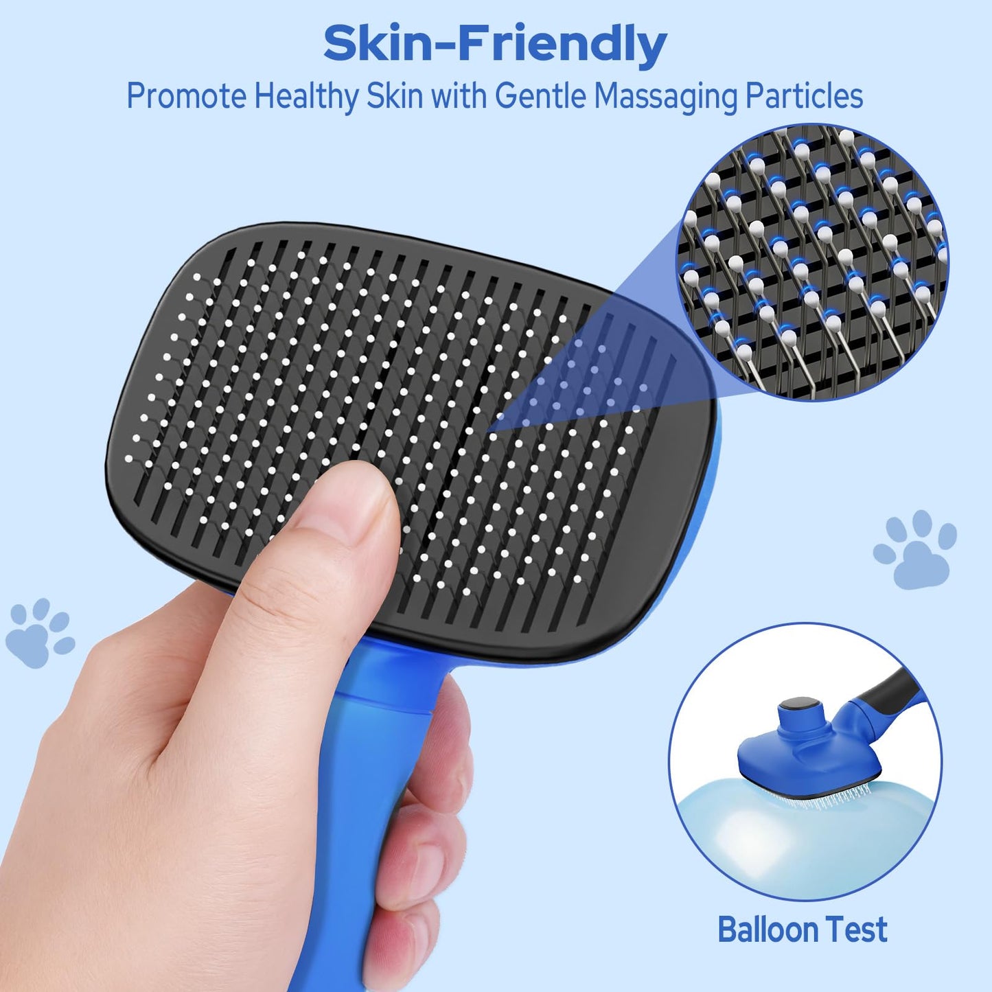 Zivacate Brosse Chat Brosse Chien, Idéale pour Poils Longs et Courts, Épilation en Un Clic, Autonettoyante, Élimine les Poils Morts, Manche Antidérapant, Accessoires Animaux - Rose-Blanc
