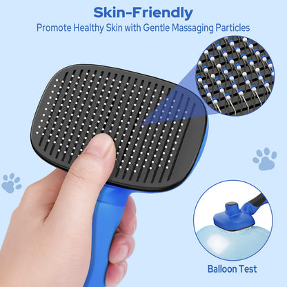 Zivacate Brosse Chat Brosse Chien, Idéale pour Poils Longs et Courts, Épilation en Un Clic, Autonettoyante, Élimine les Poils Morts, Manche Antidérapant, Accessoires Animaux - Rose-Blanc