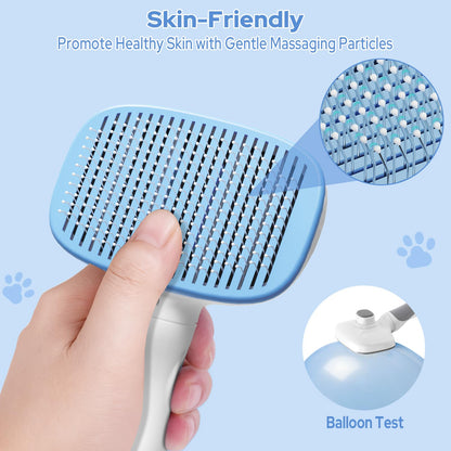 Zivacate Brosse Chat Brosse Chien, Idéale pour Poils Longs et Courts, Épilation en Un Clic, Autonettoyante, Élimine les Poils Morts, Manche Antidérapant, Accessoires Animaux - Rose-Blanc