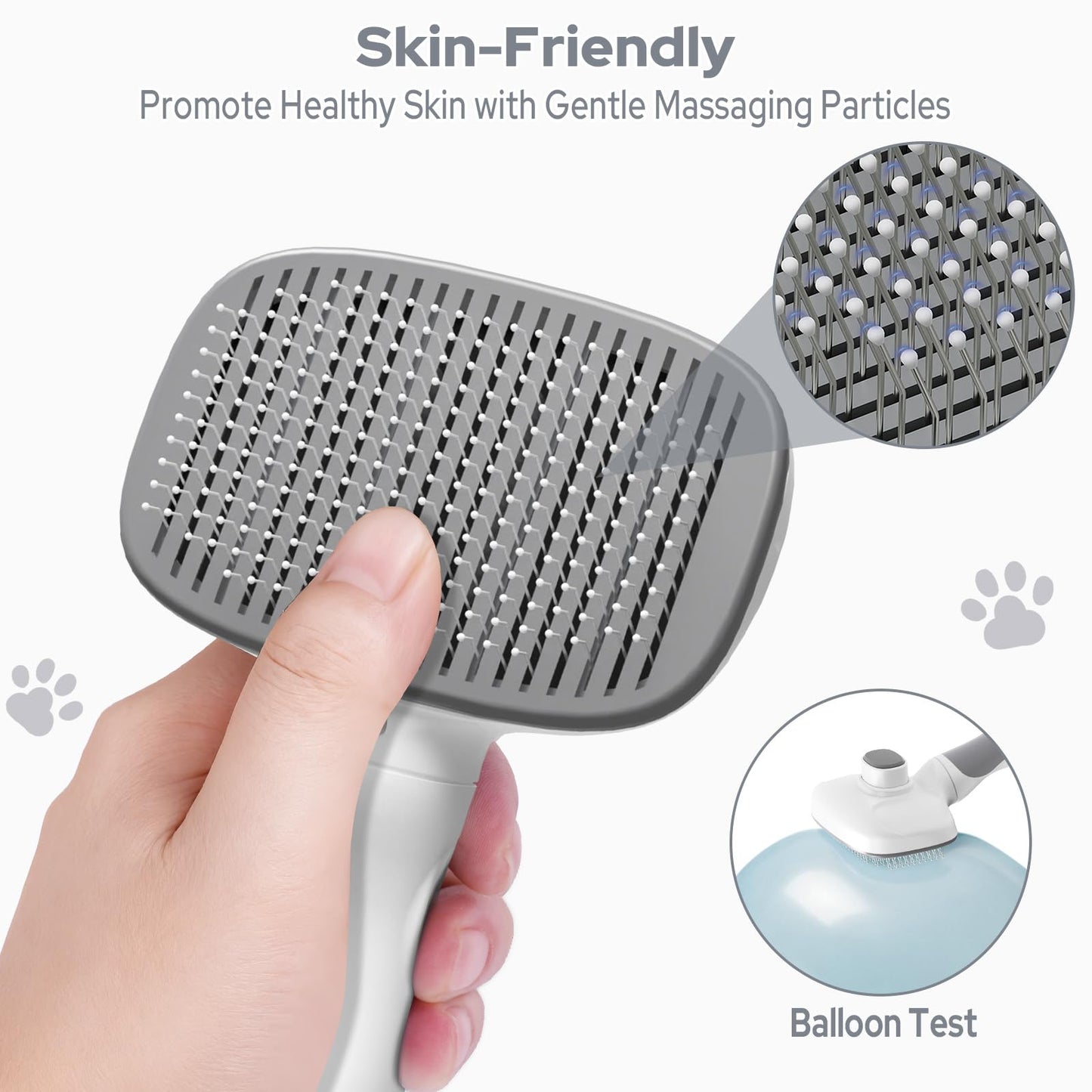 Zivacate Brosse Chat Brosse Chien, Idéale pour Poils Longs et Courts, Épilation en Un Clic, Autonettoyante, Élimine les Poils Morts, Manche Antidérapant, Accessoires Animaux - Rose-Blanc