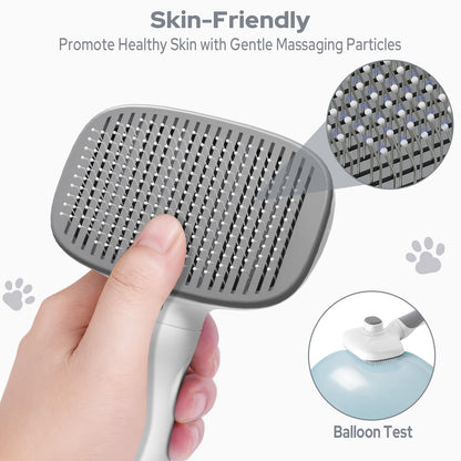 Zivacate Brosse Chat Brosse Chien, Idéale pour Poils Longs et Courts, Épilation en Un Clic, Autonettoyante, Élimine les Poils Morts, Manche Antidérapant, Accessoires Animaux - Rose-Blanc