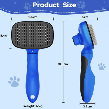 Zivacate Brosse Chat Brosse Chien, Idéale pour Poils Longs et Courts, Épilation en Un Clic, Autonettoyante, Élimine les Poils Morts, Manche Antidérapant, Accessoires Animaux - Rose-Blanc