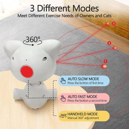 Jouet interactif pour chat – Jouet automatique pour chat – Jouets pour chiens qui s'ennuient d'intérieur pour les chats adultes, chatons, chiens, allumage automatique et silencieux rouge