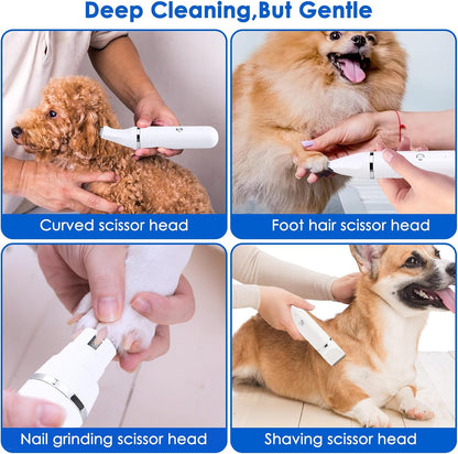 4 en 1 Tondeuse pour Chien, Tondeuse de Pattes pour Chat Rasoir Tondeuse Sans Fil pour Chiens, Chats, Poils Longs,Pattes, Yeux, Oreilles, Visage, Corps