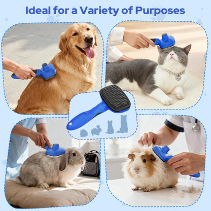 Zivacate Brosse Chat Brosse Chien, Idéale pour Poils Longs et Courts, Épilation en Un Clic, Autonettoyante, Élimine les Poils Morts, Manche Antidérapant, Accessoires Animaux - Rose-Blanc